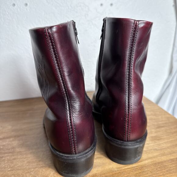 Double-H Zipper Work Boots Men's Size 9.5 EEE WIDE Slip Resistant Soles Burgundy - Picture 6 of 15